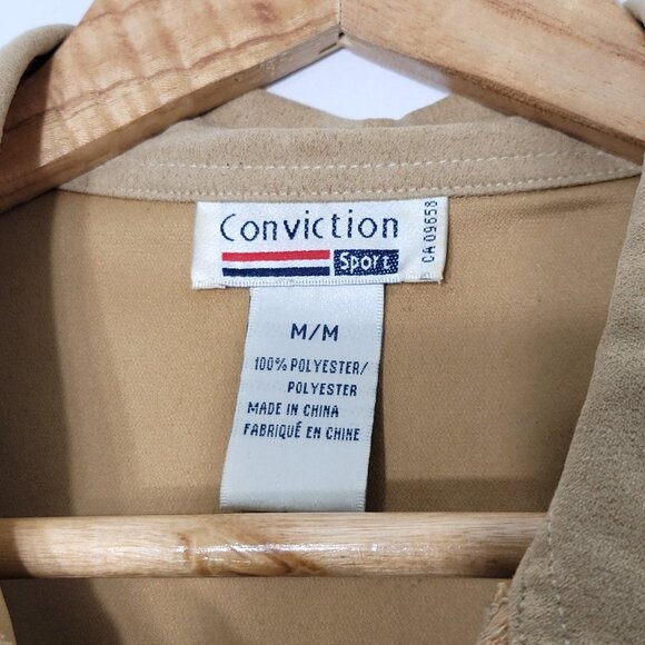 💕Vintage Dark Sand Country Chic Long Sleeve 90's Button Front Shirt Cottagecore - Picture 3 of 9